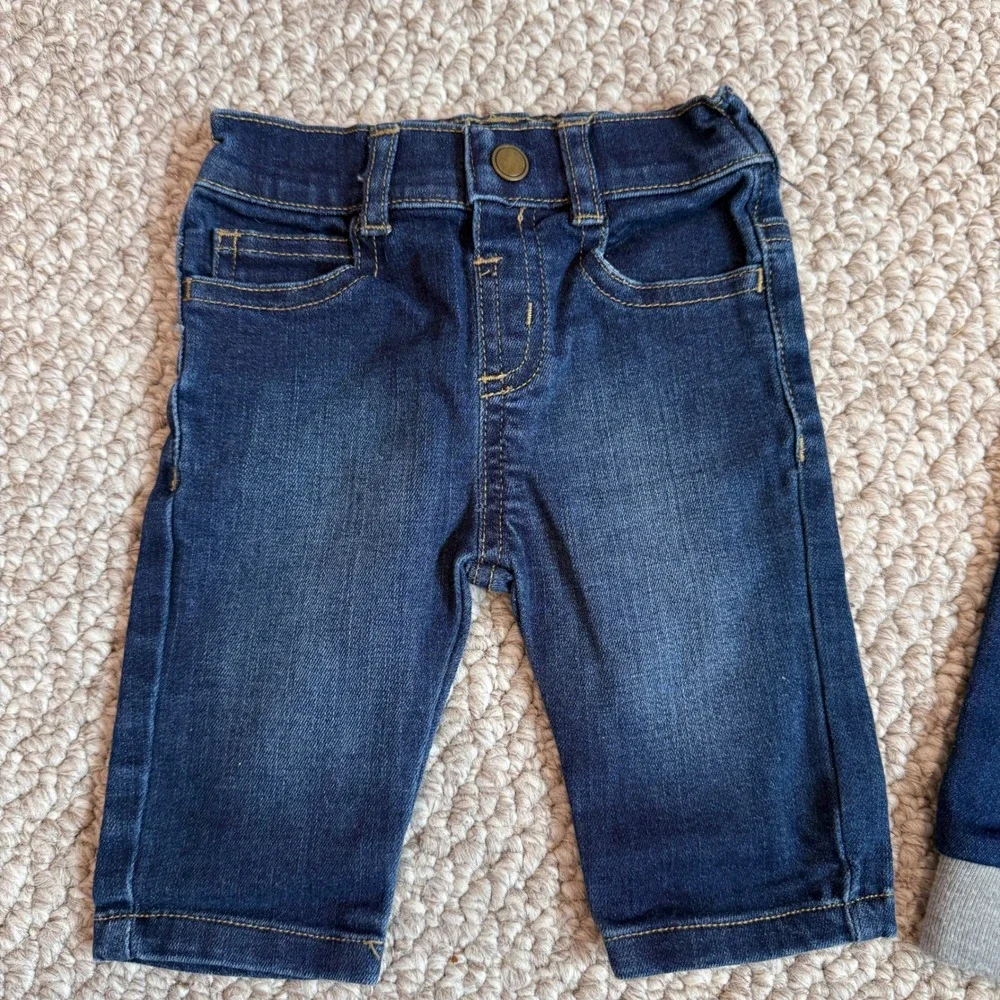 Cat & Jack Baby Boy Jeans Bundle Dark Wash Denim‎ Size 0-3 Months